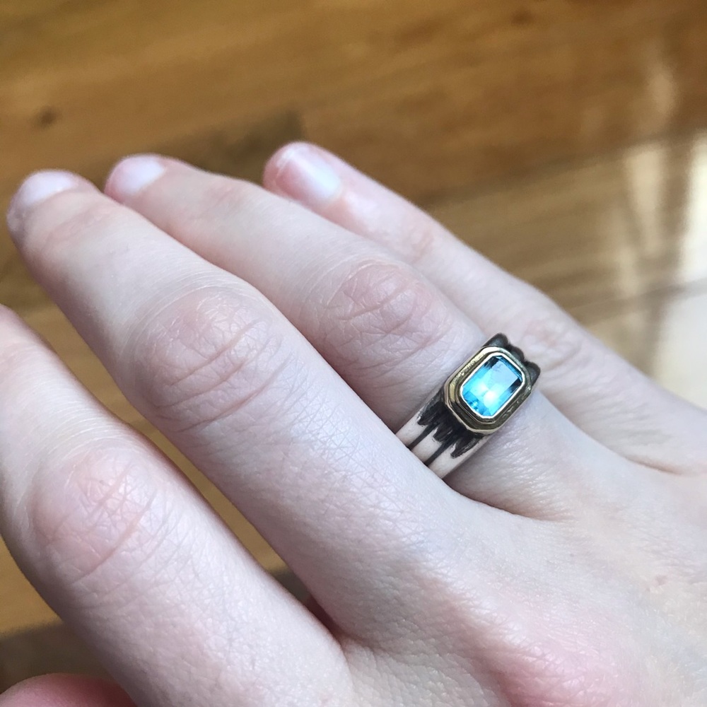 David Yurman Blue Topaz Ring Size 5